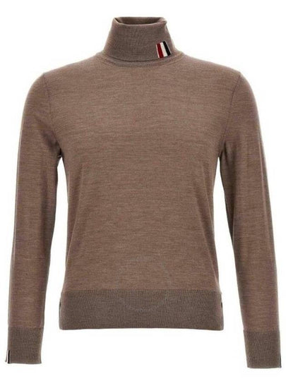 Striped Fine Merino Jersey Turtleneck Medium Brown - THOM BROWNE - BALAAN 2