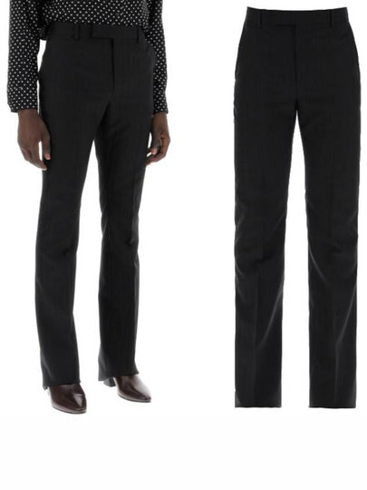 Striped Wool Flare Slacks Black - CELINE - BALAAN 2