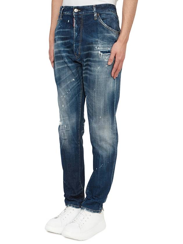 White Painting Washed Denim Straight Jeans Navy - DSQUARED2 - BALAAN 3