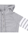 Engineered 4-Bar Stripe Loopback Jersey Knit Zip Up Hoodie Light Grey - THOM BROWNE - BALAAN 5