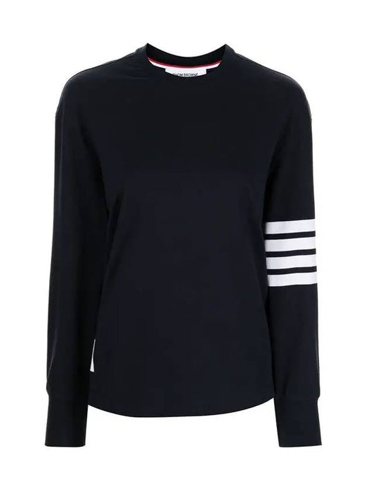 Engineered 4 Bar Medium Weight Jersey Oversized Long Sleeved T-Shirt Navy - THOM BROWNE - BALAAN 2