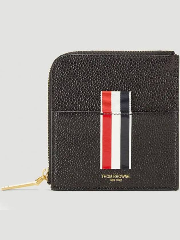 Three Stripes Intarsia Coin Wallet Black - THOM BROWNE - BALAAN 2