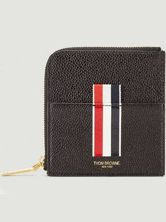 Three Stripes Intarsia Coin Wallet Black - THOM BROWNE - BALAAN 2