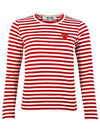 Women's Red Heart Wappen Stripe Long Sleeve T-Shirt Red - COMME DES GARCONS - BALAAN 2