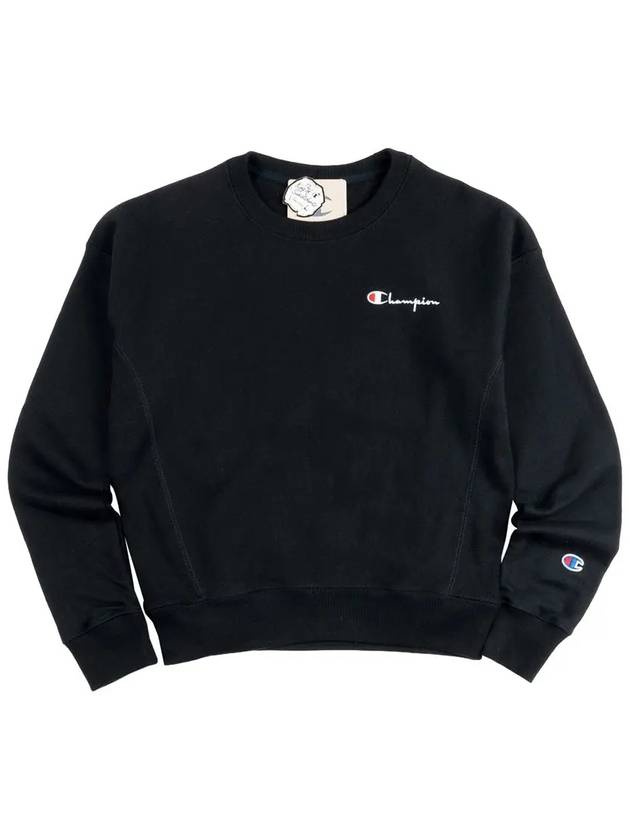 Reverse Embroidered Script Crew Neck Sweatshirt Black - CHAMPION - BALAAN 3