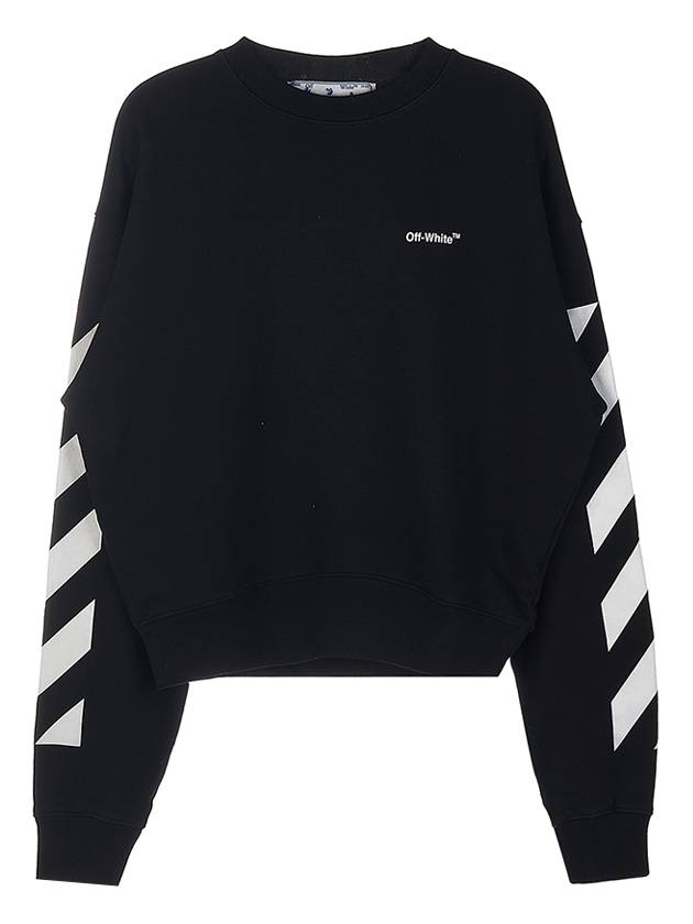 Diag Helvetica Over Brushed Long Sleeve Sweatshirt Black - OFF WHITE - BALAAN 11