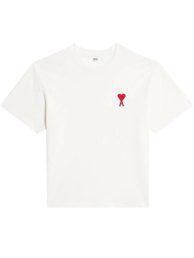 Heart Logo Cotton Jersey Short Sleeve T-Shirt White - AMI - BALAAN 2