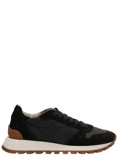 Suede Techno Fabric Runner Low Top Sneakers Black - BRUNELLO CUCINELLI - BALAAN 2