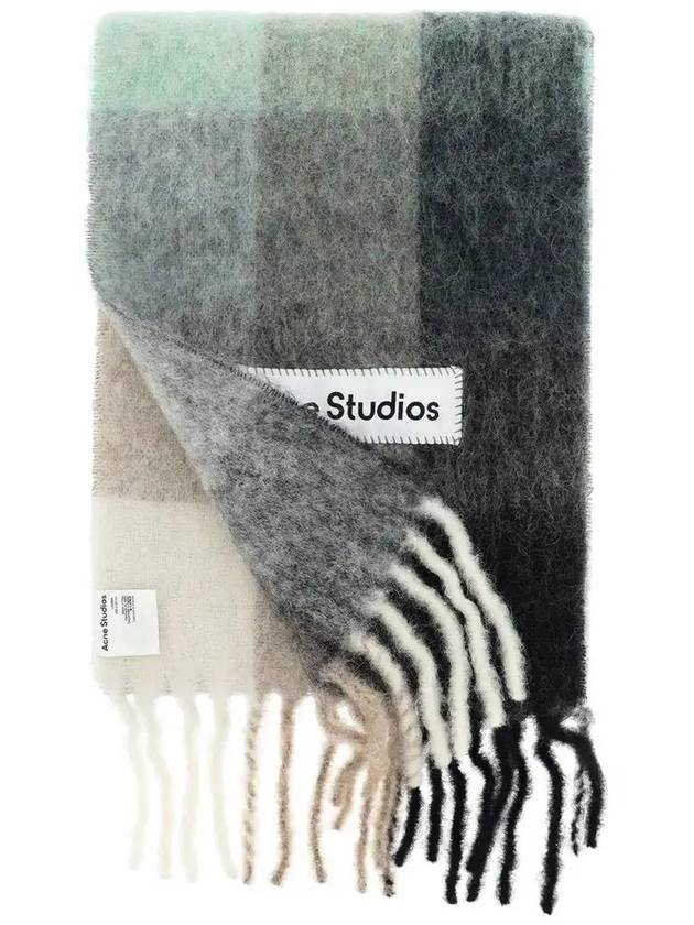 Check Mohair Muffler Green Grey Black - ACNE STUDIOS - BALAAN 5