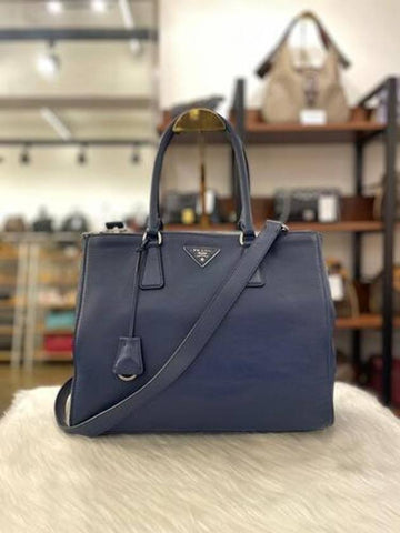 Women s Leather Top Handle Tote Bag Deep Blue Condition B - PRADA - BALAAN 1