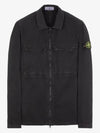 Brushed Organic Cotton Overshirt Jacket Black - STONE ISLAND - BALAAN 2