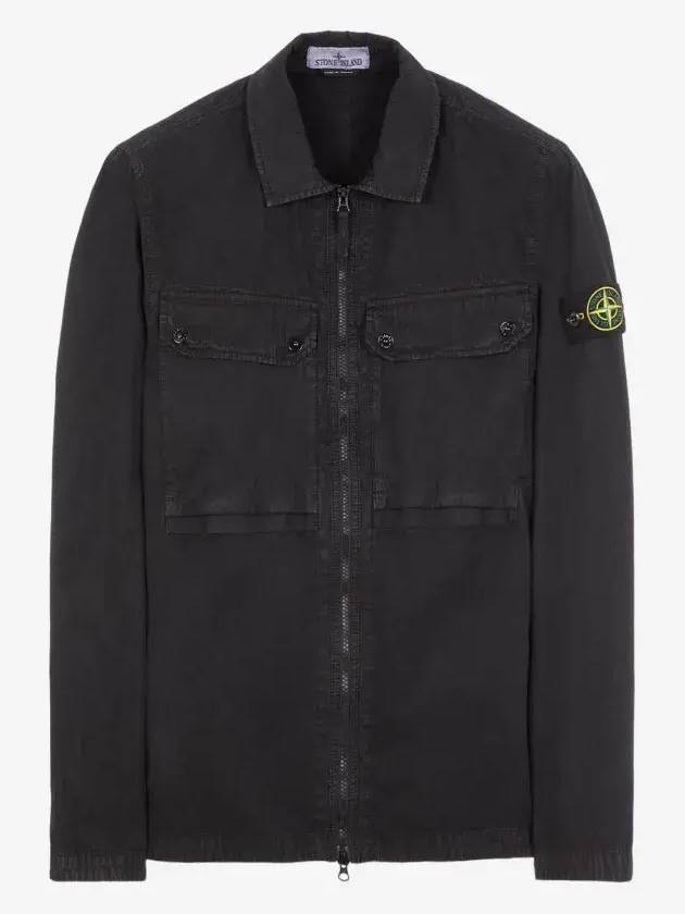 Brushed Organic Cotton Overshirt Jacket Black - STONE ISLAND - BALAAN 2