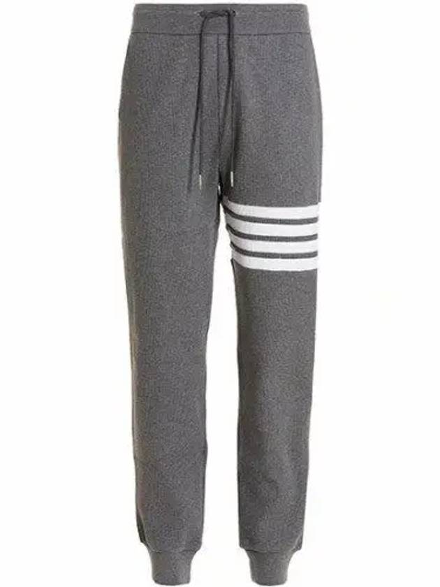 Men's Diagonal Stripe Waffle Track Pants Grey - THOM BROWNE - BALAAN.