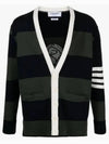 Pattern Intarsia Stripe Cardigan Dark Green - THOM BROWNE - BALAAN 2