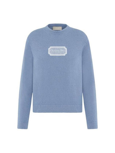 Couture Embroidered Cashmere Jersey Knit Top Blue - DIOR - BALAAN 1