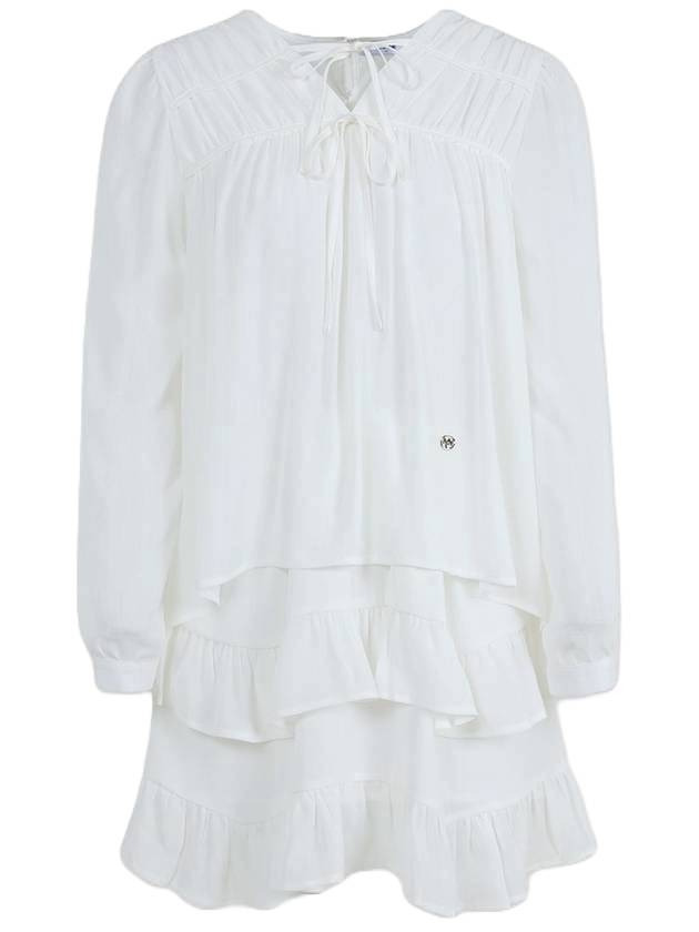 Love Line V-Neck Frill Short Dress Ivory - MICANE - BALAAN 1