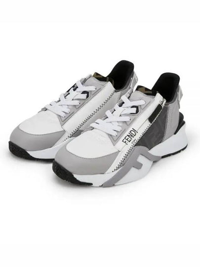 Flow FF Logo Low Top Sneakers Grey - FENDI - BALAAN 2