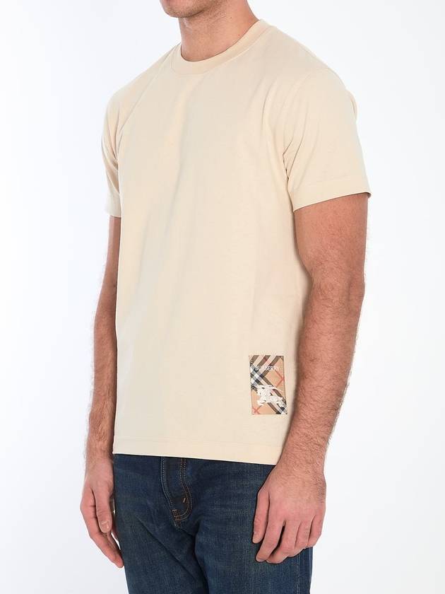 Check Label Cotton Short Sleeve T-Shirt Beige - BURBERRY - BALAAN 3