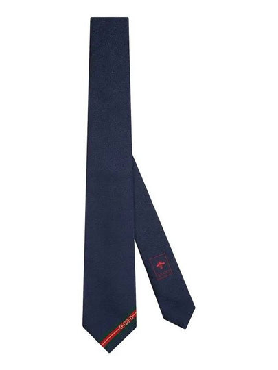 Double G Horsebit Jacquard Slim Silk Necktie Midnight Blue - GUCCI - BALAAN 2