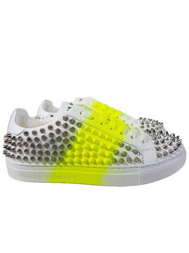 Studded Low Top Sneakers White Neon - PHILIPP PLEIN - BALAAN 1