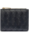 Intrecciato Zipper Small Half Wallet Black - BOTTEGA VENETA - BALAAN 3