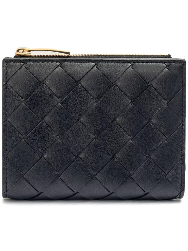 Intrecciato Zipper Small Half Wallet Black - BOTTEGA VENETA - BALAAN 3