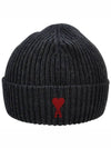 Heart Logo Wool Beanie Heather Grey - AMI - BALAAN 2