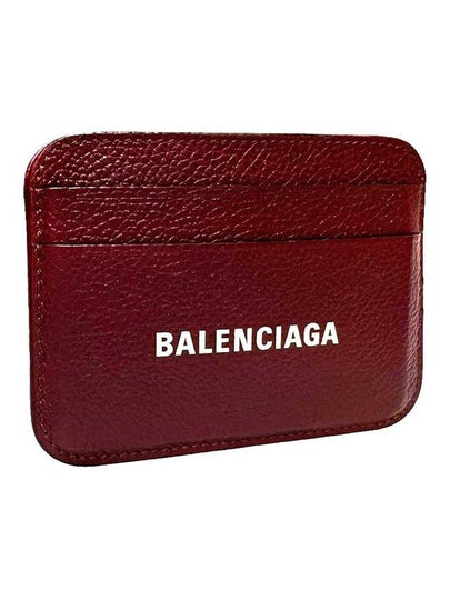 Women s 593812 Lettering Logo Burgundy Color Card Wallet - BALENCIAGA - BALAAN 2