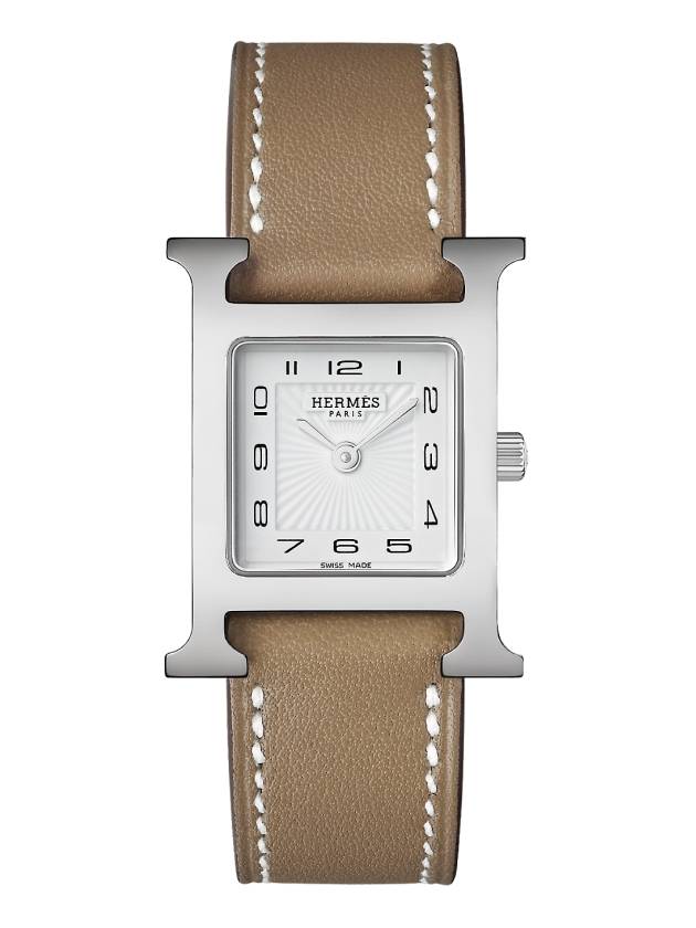 H Heure 25MM Leather Watch Etoupe - HERMES - BALAAN 2