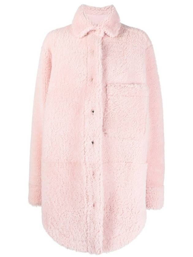 Women's Fur Shearling Shirt Jacket Light Pink - THOM BROWNE - BALAAN 1