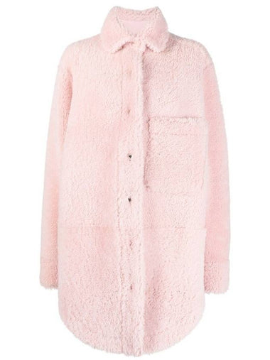 Women's Fur Shearling Shirt Jacket Light Pink - THOM BROWNE - BALAAN 1