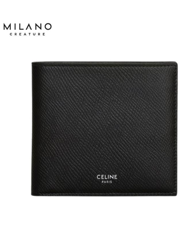 Celine Logo Leather Half Wallet Black - CELINE - BALAAN 2