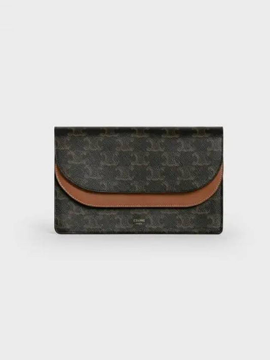 Wallet on Strap in Triomphe Canvas and Smooth Lambskin Tan - CELINE - BALAAN 2