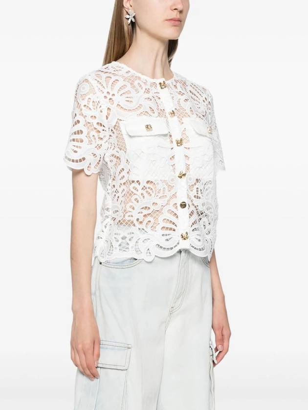 Guipure Lace Shirt White - SELF PORTRAIT - BALAAN 4