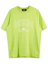 Men's Logo Print Cotton Short Sleeve T-Shirt Green - MSGM - BALAAN 10