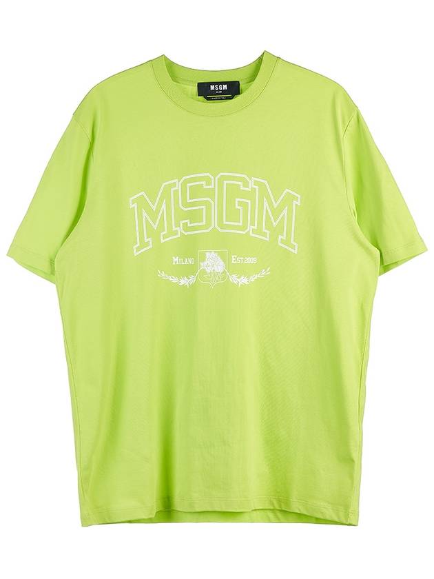 Men's Logo Print Cotton Short Sleeve T-Shirt Green - MSGM - BALAAN 10