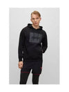 Logo Print Cotton Hoodie Black - HUGO BOSS - BALAAN 2