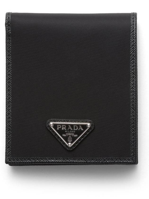 Triangle Logo Re-Nylon Half Wallet Black - PRADA - BALAAN 2