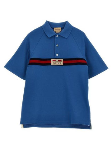 Kids Polo Shirt 758815XJF3F4573 Blue - GUCCI - BALAAN 1