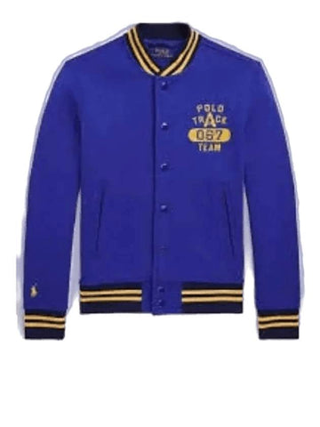 Logo Fleece Baseball Bomber Jacket Blue - POLO RALPH LAUREN - BALAAN 1