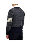 Mohair Tweed 4-Bar Classic V-neck Cardigan Navy - THOM BROWNE - BALAAN 5