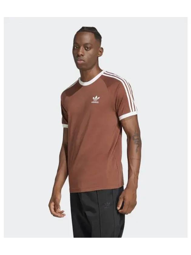 3 Stripe Classic Short Sleeve T-shirt Brown - ADIDAS - BALAAN 2