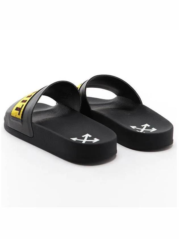 Men's Industrial Yellow Logo Slippers Black - OFF WHITE - BALAAN 6