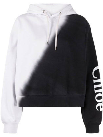 Printed Hoodie Sweater Black White - CHLOE - BALAAN 1