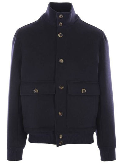 High Neck Wool Jacket Navy - BRUNELLO CUCINELLI - BALAAN 2