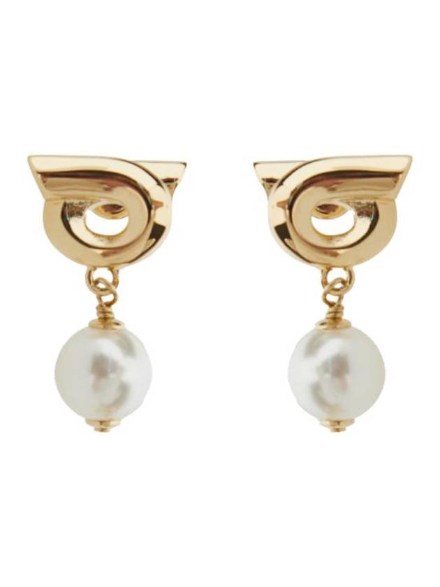 Gancini Pearl Drop Earrings Gold - SALVATORE FERRAGAMO - BALAAN 1