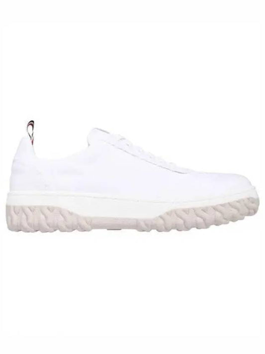 Frayed Canvas Cable Knit Sole Field Shoes White - THOM BROWNE - BALAAN 2