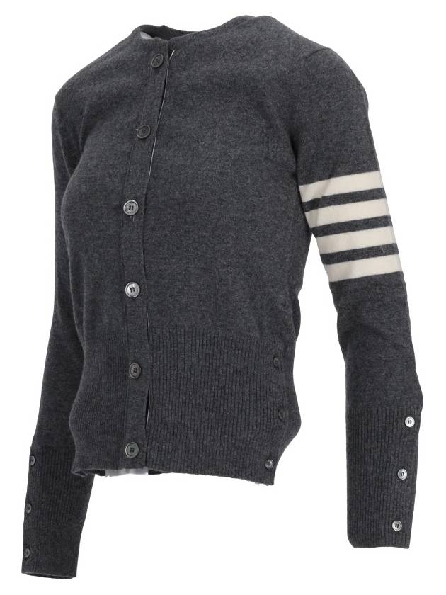 Cashmere Crew Neck Cardigan Dark Grey - THOM BROWNE - BALAAN 3