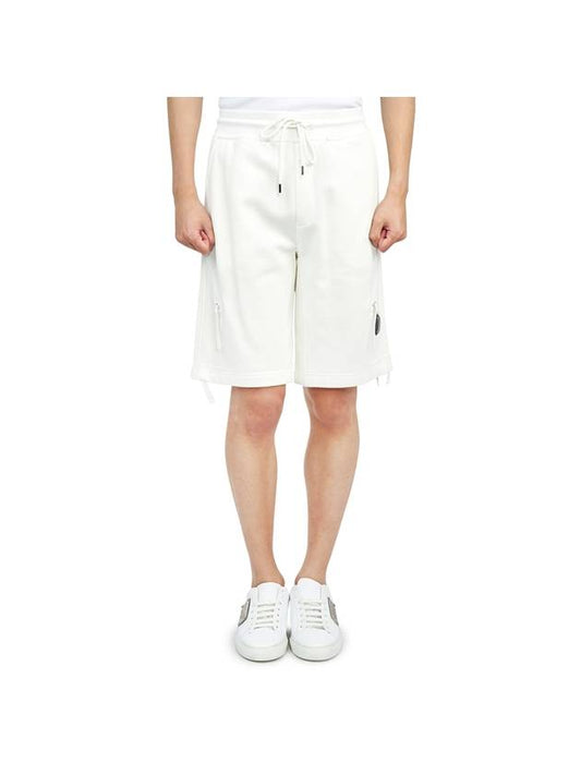 Men's Diagonal Raised Fleece Shorts White - CP COMPANY - BALAAN 1
