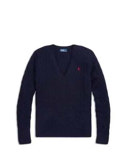 Kimberly Embroidered Logo Pony Cable Knit Top Navy - POLO RALPH LAUREN - BALAAN 2